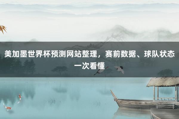 美加墨世界杯预测网站整理，赛前数据、球队状态一次看懂