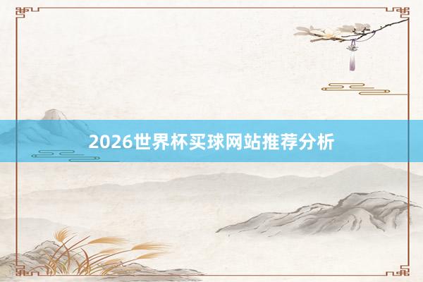2026世界杯买球网站推荐分析